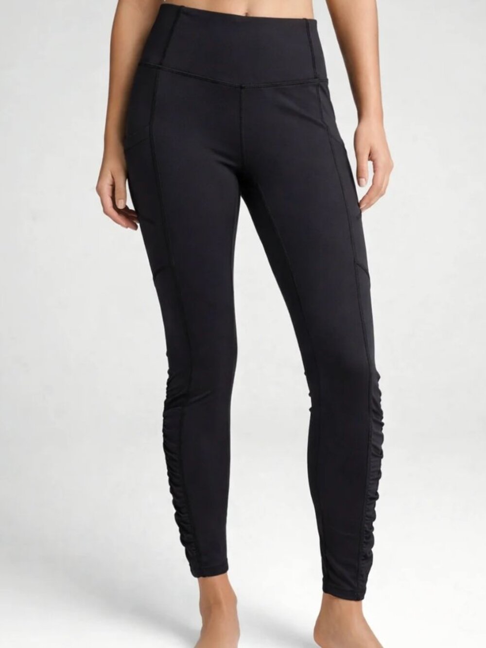 LULULEMON Speed Tight IV Black Ankle Pocket Ruching Size 6 Leggings